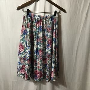 Vintage Haband Romantic Rose Garden Floral Softly Pleated Circle Skirt 12